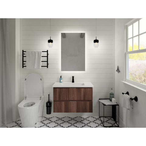 VT-CT30-DB - Conques 30 in W x 20 in H x 18 in D Bath Vanity in Dark Brown with Cultured Marble Vanity Top in White with White Basin