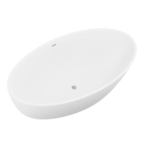 ANZZI Cestino 5.5 ft. Solid Surface Center Drain Freestanding Bathtub in Matte White