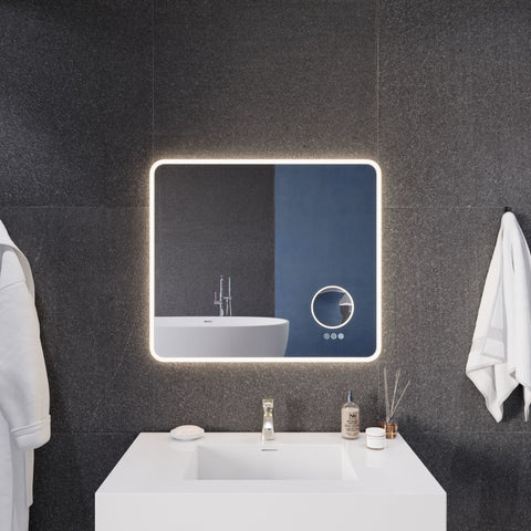 BA-LMDFX013AL - ANZZI 27-in. x 31-in. LED Front/Back Light Magnifying Bathroom Mirror w/Defogger