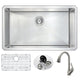 KAZ3219-031B - ANZZI VANGUARD Undermount 32 in. Single Bowl Kitchen Sink with Accent Faucet in Brushed Nickel