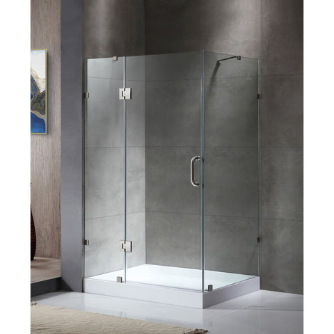 SDAZ03-01C-022L - ANZZI Archon 46 in. x 72 in. Framed Hinged Shower Door in Chrome with Port 36 x 48 in. Shower Base in White