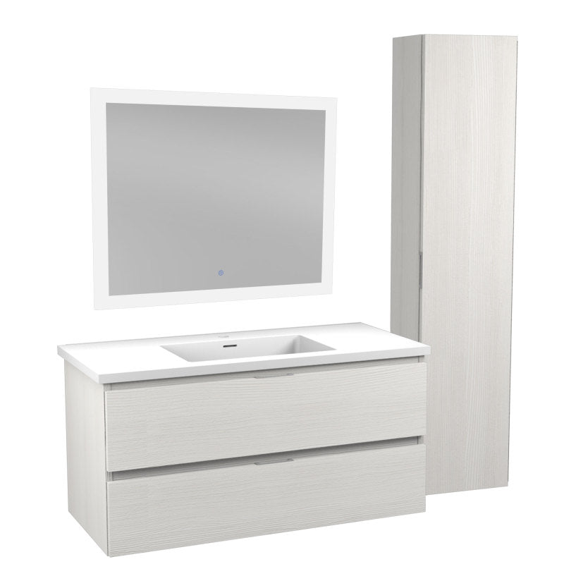 ANZZI 39 in. W x 20 in. H x 18 in. D Bath Vanity Set with Vanity Top in  White with White Basin and Mirror