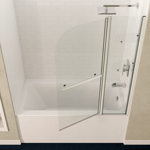 60 in. L x 30 in. W x 79 in. H Right Drain White Rectangular Tub with Frameless Tub Door in Brushed Nickel Finish
