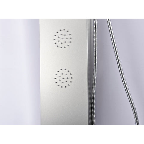 SP-AZ040 - ANZZI Praire 64 in. Full Body Shower Panel with Heavy Rain Shower and Spray Wand in Brushed Steel