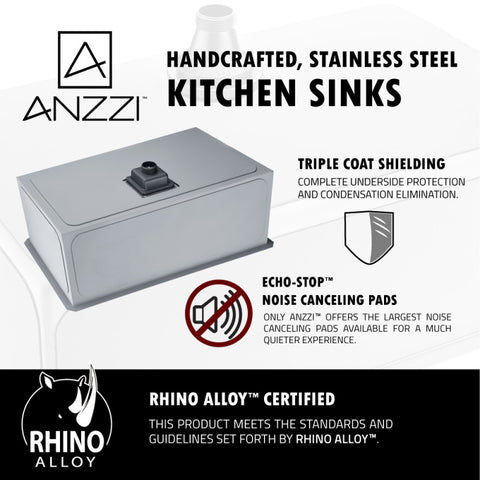 ANZZI Vanguard Undermount Stainless Steel 30 in. 0-Hole Single Bowl Kitchen Sink in Brushed Satin