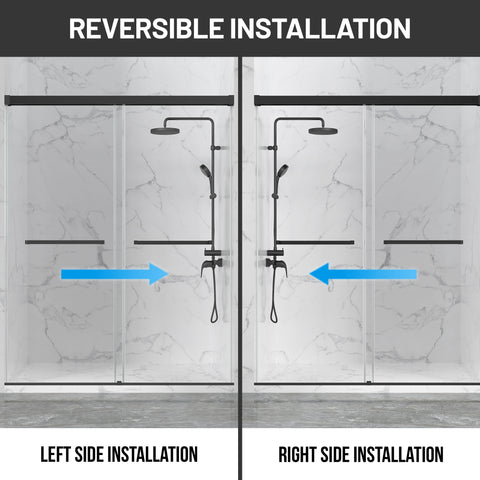 Ward Series Frameless Sliding Shower Door in Various colors with Tempered Clear Glass