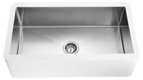 Apollo Series Farmhouse Solid Surface 36 in. 0-Hole Single Bowl Kitchen Sink with Stainless Steel Interior in Matte White