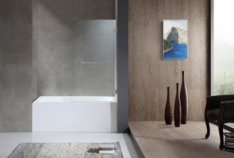 60 in. L x 32 in. W x 79 in. H Right Drain White Rectangular Tub with Frameless Hinged Tub Door in Brushed Nickel Finish