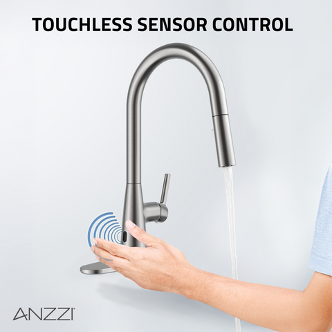 Modern Touchless Brushed Nickel Pull-Down Kitchen Faucet