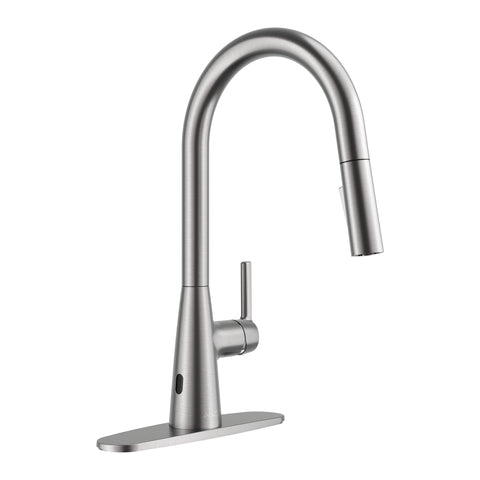Modern Touchless Brushed Nickel Pull-Down Kitchen Faucet