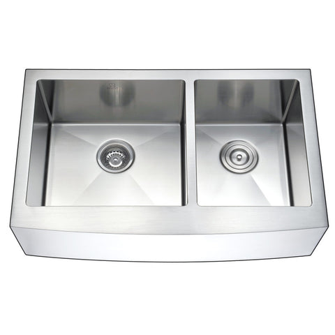 ANZZI Elysian Farmhouse 36 in. Double Bowl Kitchen Sink with Accent Faucet