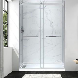 Kahn Series 60 in. x 36 in. Extra-Deep ANR Alcove Shower Base and Frameless Sliding Shower Door Combo