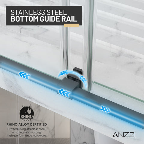 Ward Series Frameless Sliding Shower Door in Various colors with Tempered Clear Glass
