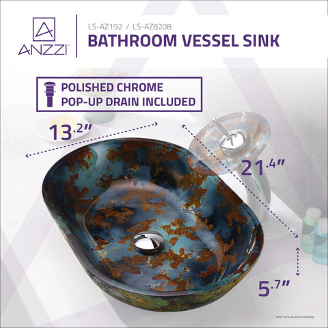 ANZZI Avao Series Vessel Sink in Panye Blue