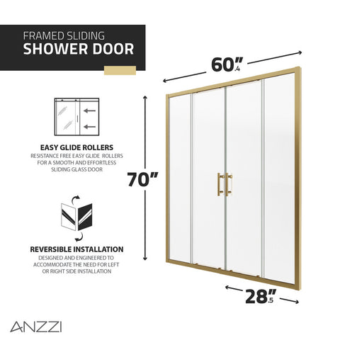 ANZZI Enchant 70-in. x 60.4-in. Framed Sliding Shower Door