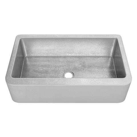 ANZZI Parthia Farmhouse Handmade Copper 36 in. 0-Hole Single Bowl Kitchen Sink in Hammered Nickel