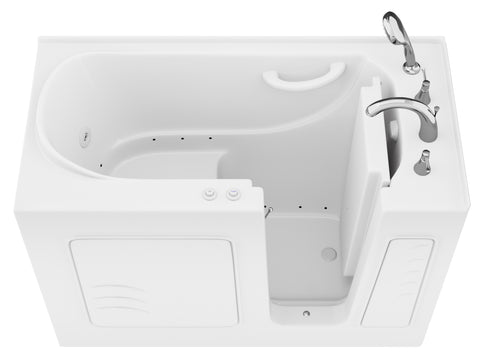 AZB2653RWD - ANZZI Value Series 26 in. x 53 in. Right Drain Quick Fill Walk-In Whirlpool and Air Tub in White