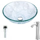 LSAZ065-095B - ANZZI Vieno Series Deco-Glass Vessel Sink in Crystal Clear Floral with Harmony Faucet in Brushed Nickel