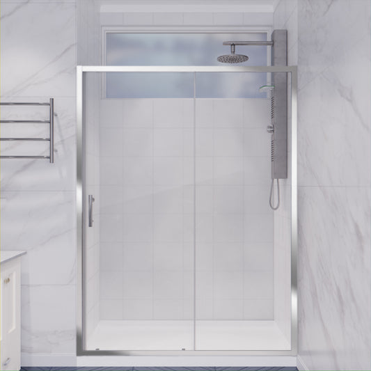 48 in. x 72 in. Framed Shower Door with TSUNAMI GUARD in Polished Chrome