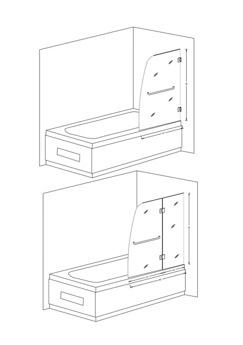 ANZZI Pacific Series 48 in. by 58 in. Frameless Hinged Tub Door