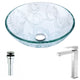 LSAZ065-096B - ANZZI Vieno Series Deco-Glass Vessel Sink in Crystal Clear Floral with Enti Faucet in Brushed Nickel