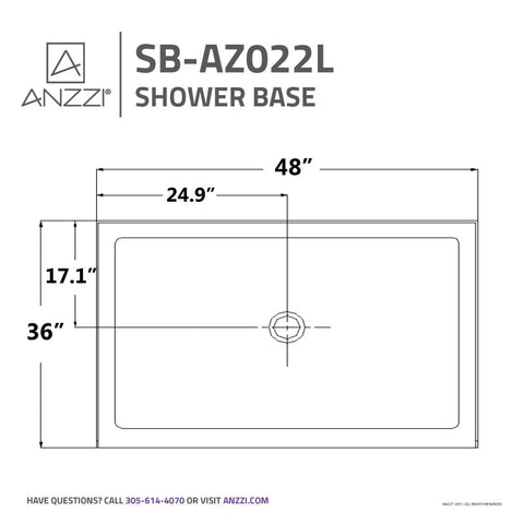 Port 36 x 48 in. Double Threshold Shower Base