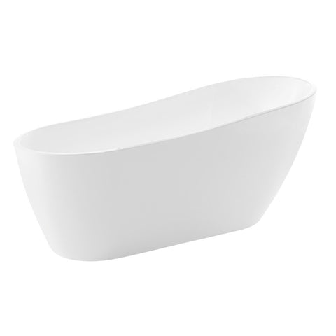 Trend 67 in. Acrylic Flatbottom Non-Whirlpool Bathtub with Tugela Faucet and Kame 1.28 GPF Toilet