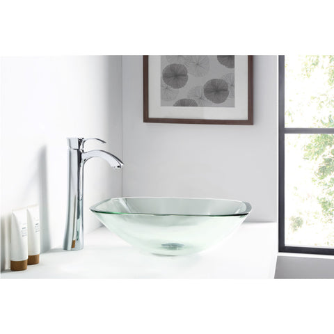 LS-AZ074 - ANZZI Cadenza Series Deco-Glass Vessel Sink in Lustrous Clear