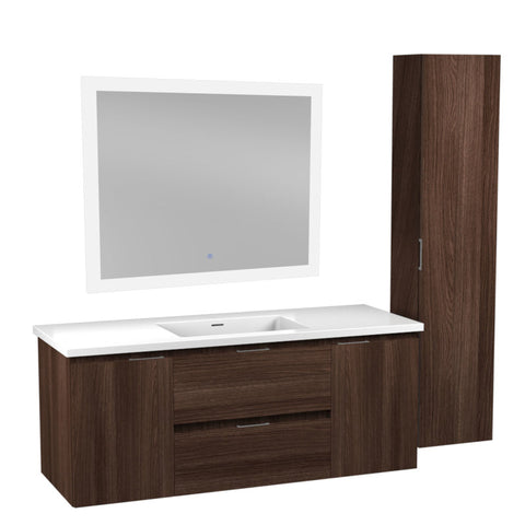 VT-MRSCCT48-DB - ANZZI 48 in. W x 20 in. H x 18 in. D Bath Vanity Set in Dark Brown with Vanity Top in White with White Basin and Mirror