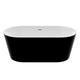 ANZZI Chand Series 55 in. x 30 in. Flat Bottom Acrylic Freestanding Soaking Bathtub with Center Drain in Glossy Black