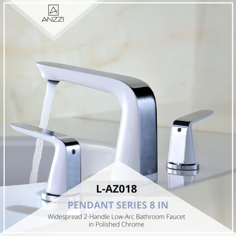 Pendant Series 8 in. Widespread 2-Handle Low-Arc Bathroom Faucet in Polished Chrome
