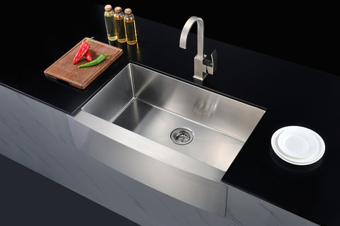 Elysian Farmhouse Stainless Steel 36 in. Single Bowl Kitchen Sink in Brushed Satin