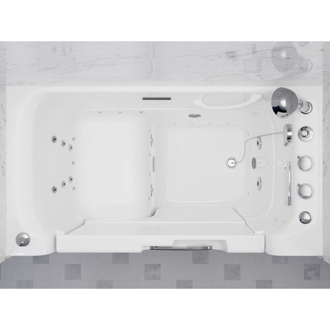2953WCRWD - ANZZI Right Drain FULLY LOADED Wheelchair Access Walk-in Tub with Air and Whirlpool Jets Hot Tub | Quick Fill Waterfall Tub Filler with 6 Setting Handheld Shower Sprayer | Including Aromatherapy, LED Lights, V-Shaped Back Jets, and Auto Drain | 2953WCRWD