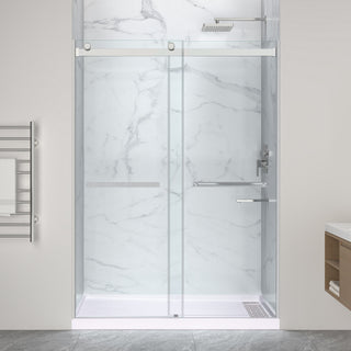 Kahn Series 60 in. x 36 in. Extra-Deep ANR Alcove Shower Base and Frameless Sliding Shower Door Combo