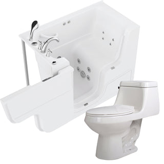 ANZZI Series 29 in. x 53 in. Left Drain Wheelchair Access Walk-In Whirlpool Tub with Fast Drain and Soft Close Toilet