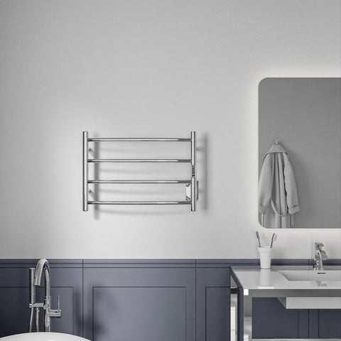 TW-AZ018CH - ANZZI Glow Series 4-Bar Wall Mounted Electric Plug-In Bathroom Towel Warmer Rack in Polished Chrome Finish Stainless Steel