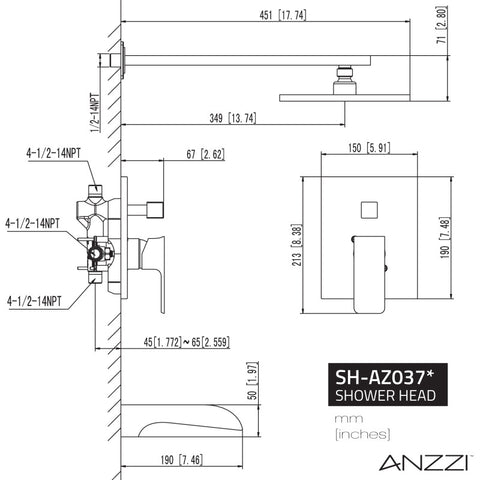 ANZZI Mezzo Series 1-Handle 1-Spray Tub and Shower Faucet