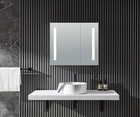 Ether 28 in. x 32 in. Frameless LED Mirror Bathroom Cabinet