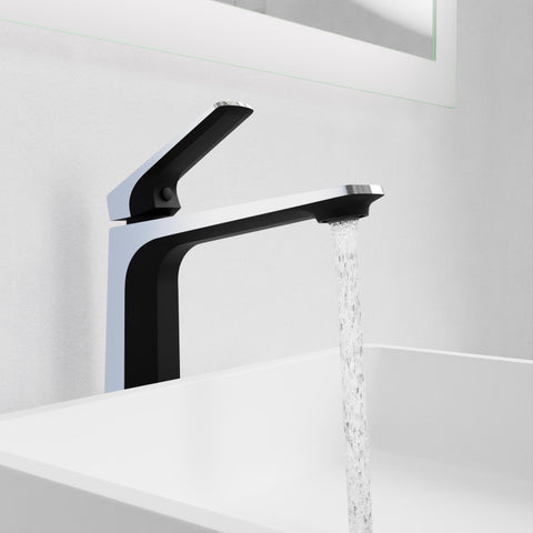 L-AZ904MB-CH - ANZZI Single Handle Single Hole Bathroom Vessel Sink Faucet With Pop-up Drain in Matte Black & Chrome