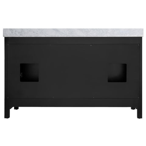 VY-CA006022-BKT - ANZZI Chateau 60 in. W x 22 in. D Bathroom Vanity in Black with Carrara White Marble Top