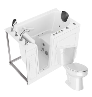 ANZZI 52 in. x 30 in. Left Drain Combination Jetted Bathtub in White with Elongated Toilet and Soft Close Lid