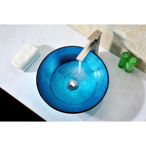 LS-AZ045 - ANZZI Enti Series Deco-Glass Vessel Sink in Lustrous Blue