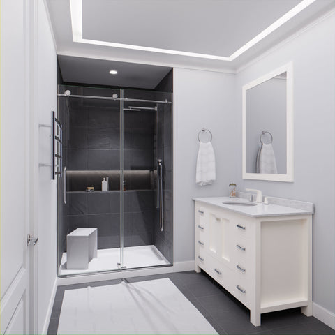 ANZZI Leon Series 48 in. by 76 in. Frameless Sliding Shower Door with Handle