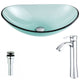 LSAZ076-095 - ANZZI Major Series Deco-Glass Vessel Sink in Lustrous Green with Harmony Faucet in Chrome