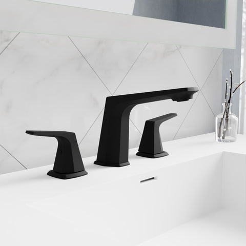 L-AZ905MB - ANZZI 2-Handle 3-Hole 8 in. Widespread Bathroom Faucet With Pop-up Drain in Matte Black