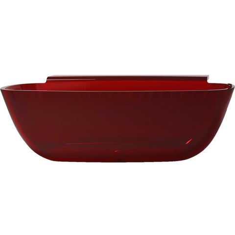 ANZZI Vida 5.2 ft. Solid Surface Center Drain Freestanding Bathtub in Deep Red