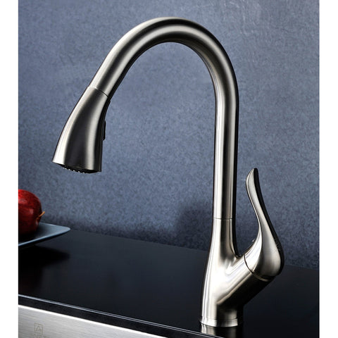 KAZ3620-031B - ANZZI Elysian Farmhouse 36 in. Kitchen Sink with Accent Faucet in Brushed Nickel