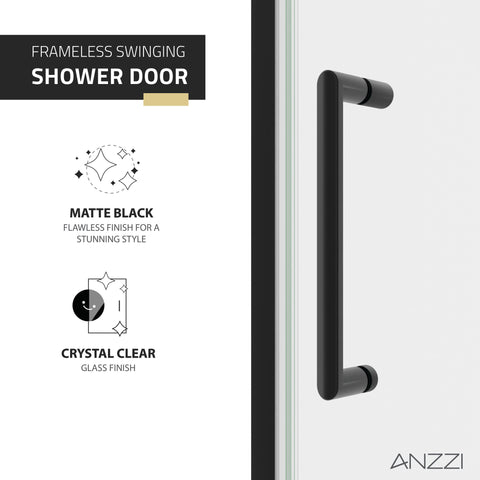 ANZZI Lancer 23 in. x 72 in. Semi-Frameless Shower Door with TSUNAMI GUARD