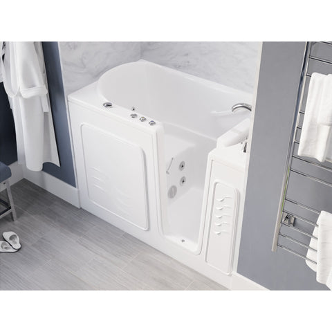 AMZ3053RWH - ANZZI ANZZI 30 in. x 53 in. Right Drain Quick Fill Walk-In Whirlpool Tub with Powered Fast Drain in White
