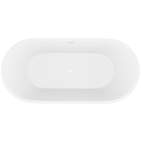 ANZZI Kosima 66.8" Solid Surface Center Drain Freestanding Bathtub